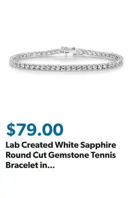 Sam's Club Lab Created White Sapphire Round Cut Gemstone Tennis Bracelet in Sterling Silver offer
