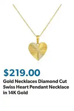 Sam's Club Gold Necklaces Diamond Cut Swiss Heart Pendant Necklace in 14K Gold offer
