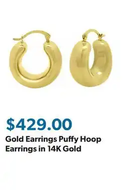 Sam's Club Gold Earrings Puffy Hoop Earrings in 14K Gold offer