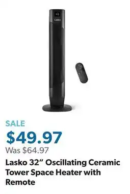 Sam's Club Lasko 32 Oscillating Ceramic Tower Space Heater with Remote offer