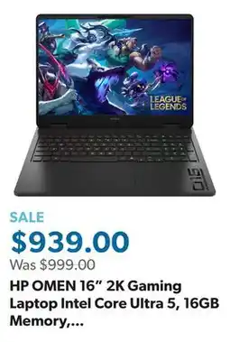 Sam's Club HP OMEN 16 2K Gaming Laptop Intel Core Ultra 5, 16GB Memory, 512SSD, RTX 5050 offer