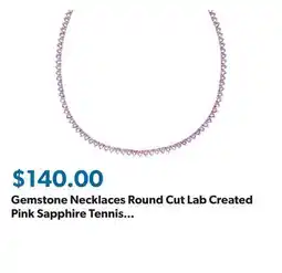 Sam's Club Gemstone Necklaces Round Cut Lab Created Pink Sapphire Tennis Necklace in Sterling Silver offer