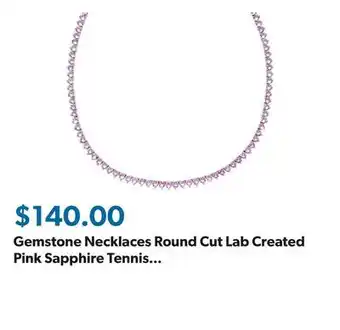 Sam's Club Gemstone Necklaces Round Cut Lab Created Pink Sapphire Tennis Necklace in Sterling Silver offer