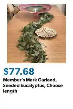 Sam's Club Member's Mark Garland, Seeded Eucalyptus, Choose length offer
