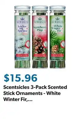Sam's Club Scentsicles 3-Pack Scented Stick Ornaments - White Winter Fir, Snowberry Pine, and Icicles on Spruce offer