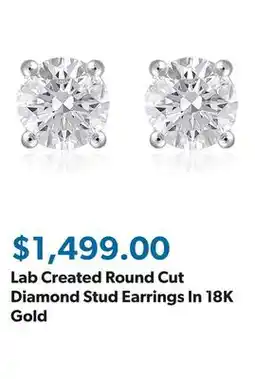 Sam's Club Lab Created Round Cut Diamond Stud Earrings In 18K Gold offer