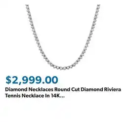 Sam's Club Diamond Necklaces Round Cut Diamond Riviera Tennis Necklace In 14K Gold offer