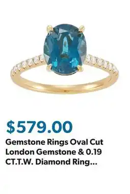 Sam's Club Gemstone Rings Oval Cut London Gemstone & 0.19 CT.T.W. Diamond Ring in 14K Gold offer