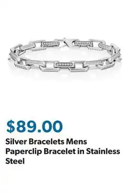 Sam's Club Silver Bracelets Mens Paperclip Bracelet in Stainless Steel offer