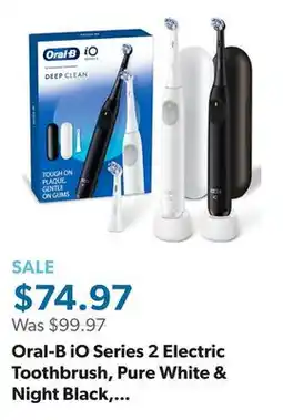 Sam's Club Oral-B iO Series 2 Electric Toothbrush, Pure White & Night Black, 2pk., 3 Brush Heads offer