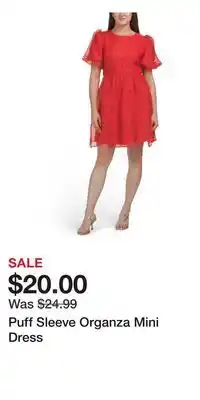 TJ Maxx Puff Sleeve Organza Mini Dress offer