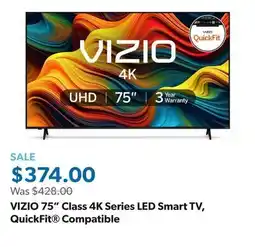 Sam's Club VIZIO 75 Class 4K Series LED Smart TV, QuickFit Compatible offer