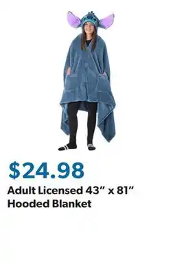 Sam's Club Adult Licensed 43 x 81 Hooded Blanket offer