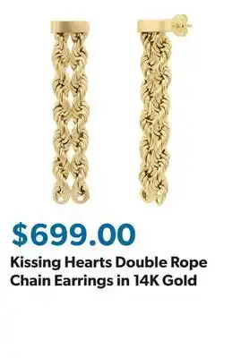 Sam's Club Kissing Hearts Double Rope Chain Earrings in 14K Gold offer