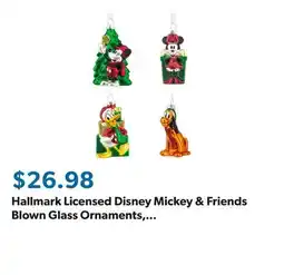Sam's Club Hallmark Licensed Disney Mickey & Friends Blown Glass Ornaments, Set of 4 offer