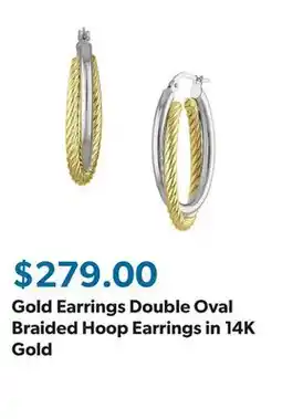 Sam's Club Gold Earrings Double Oval Braided Hoop Earrings in 14K Gold offer
