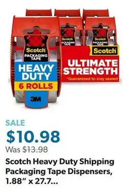 Sam's Club Scotch Heavy Duty Shipping Packaging Tape Dispensers, 1.88 x 27.7 yd, 6 Pack offer