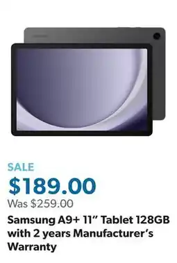 Sam's Club Samsung A9+ 11 Tablet 128GB with 2 years Manufacturer's Warranty offer
