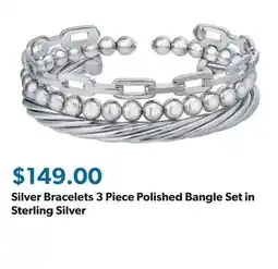 Sam's Club Silver Bracelets 3 Piece Polished Bangle Set in Sterling Silver offer