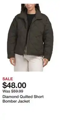TJ Maxx Diamond Quilted Short Bomber Jacket offer