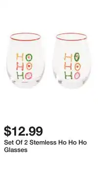 TJ Maxx Set Of 2 Stemless Ho Ho Ho Glasses offer