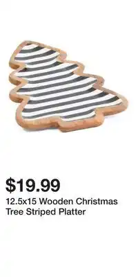 TJ Maxx 12.5x15 Wooden Christmas Tree Striped Platter offer