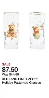 TJ Maxx 34TH AND PINE Set Of 2 Holiday Patterned Glasses offer