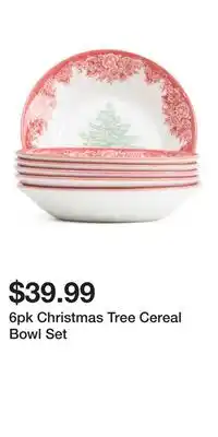 TJ Maxx 6pk Christmas Tree Cereal Bowl Set offer