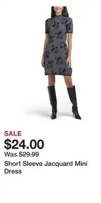 TJ Maxx Short Sleeve Jacquard Mini Dress offer