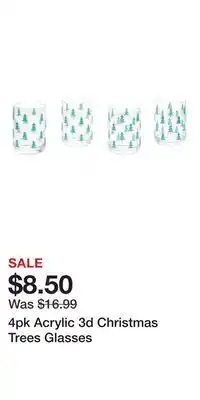 TJ Maxx 4pk Acrylic 3d Christmas Trees Glasses offer