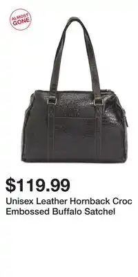 TJ Maxx Unisex Leather Hornback Croc Embossed Buffalo Satchel offer