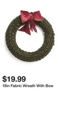 TJ Maxx 18in Fabric Wreath With Bow offer