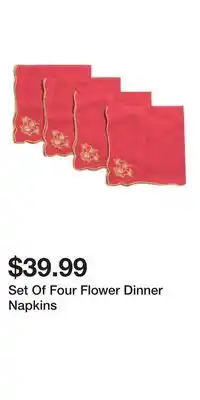 TJ Maxx Set Of Four Flower Dinner Napkins offer