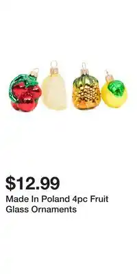 TJ Maxx Made In Poland 4pc Fruit Glass Ornaments offer
