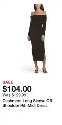 TJ Maxx Cashmere Long Sleeve Off Shoulder Rib Midi Dress offer