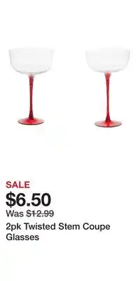 TJ Maxx 2pk Twisted Stem Coupe Glasses offer