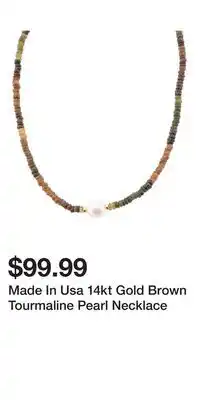 TJ Maxx Made In Usa 14kt Gold Brown Tourmaline Pearl Necklace offer