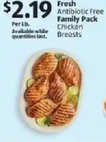 Aldi Fresh antibiotic free family pack chicken breasts offer