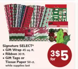 ACME Signature SELECT Gift Wrap 45 sq. ft. Ribbon 30 ft. Gift Tags or Tissue Paper 50 ct offer