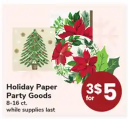 ACME Holiday Paper Party Goods offer