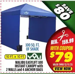 Big 5 Yoli Malibu EasyLift 100 10' x 10' Straight Leg Instant Canopy Value Pack offer
