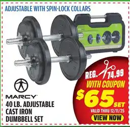 Big 5 Marcy 40-lb. Adjustable Cast Iron Dumbbell Set offer