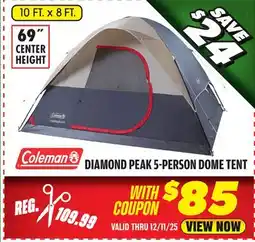Big 5 Coleman Diamond Peak 5-Person Dome Tent offer