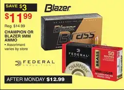 Dunham's Sports CHAMPION OR BLAZER 9MM AMMO offer