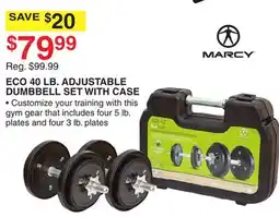 Dunham's Sports ECO 40 LB. ADJUSTABLE DUMBBELL SET WITH CASE offer