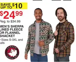 Dunham's Sports MEN'S SHERPA LINED FLEECE OR FLANNEL SHACKET offer