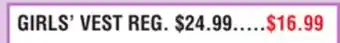 Dunham's Sports GIRLS' VEST offer
