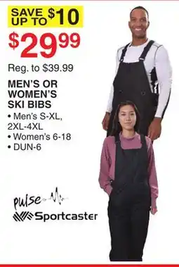 Dunham's Sports MEN'S OR WOMEN'S SKI BIBS offer