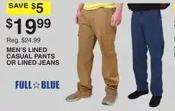 Dunham's Sports MEN'S LINED CASUAL PANTS OR LINED JEANS offer