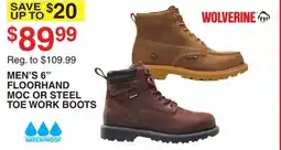 Dunham's Sports MEN'S 6 FLOORHAND MOC OR STEEL TOE WORK BOOTS offer
